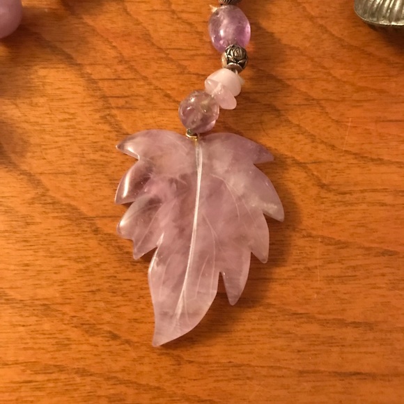 Vintage Amethyst Necklace w/ Silver Colored Accent - Picture 3 of 7